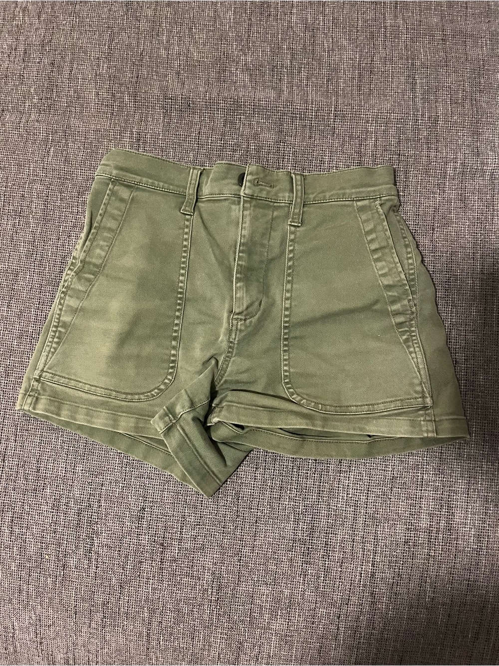 Madewell Olive Green High-Rise Utility Shorts